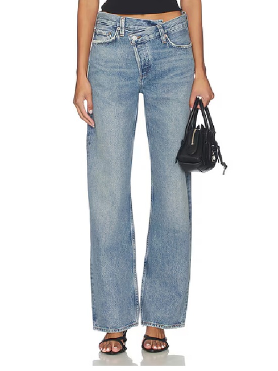 Agolde Arc Criss Cross Stright Leg Jeans - Light/medium wash, size 30